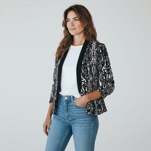 Trouve‎ Black and White Patterned Blazer